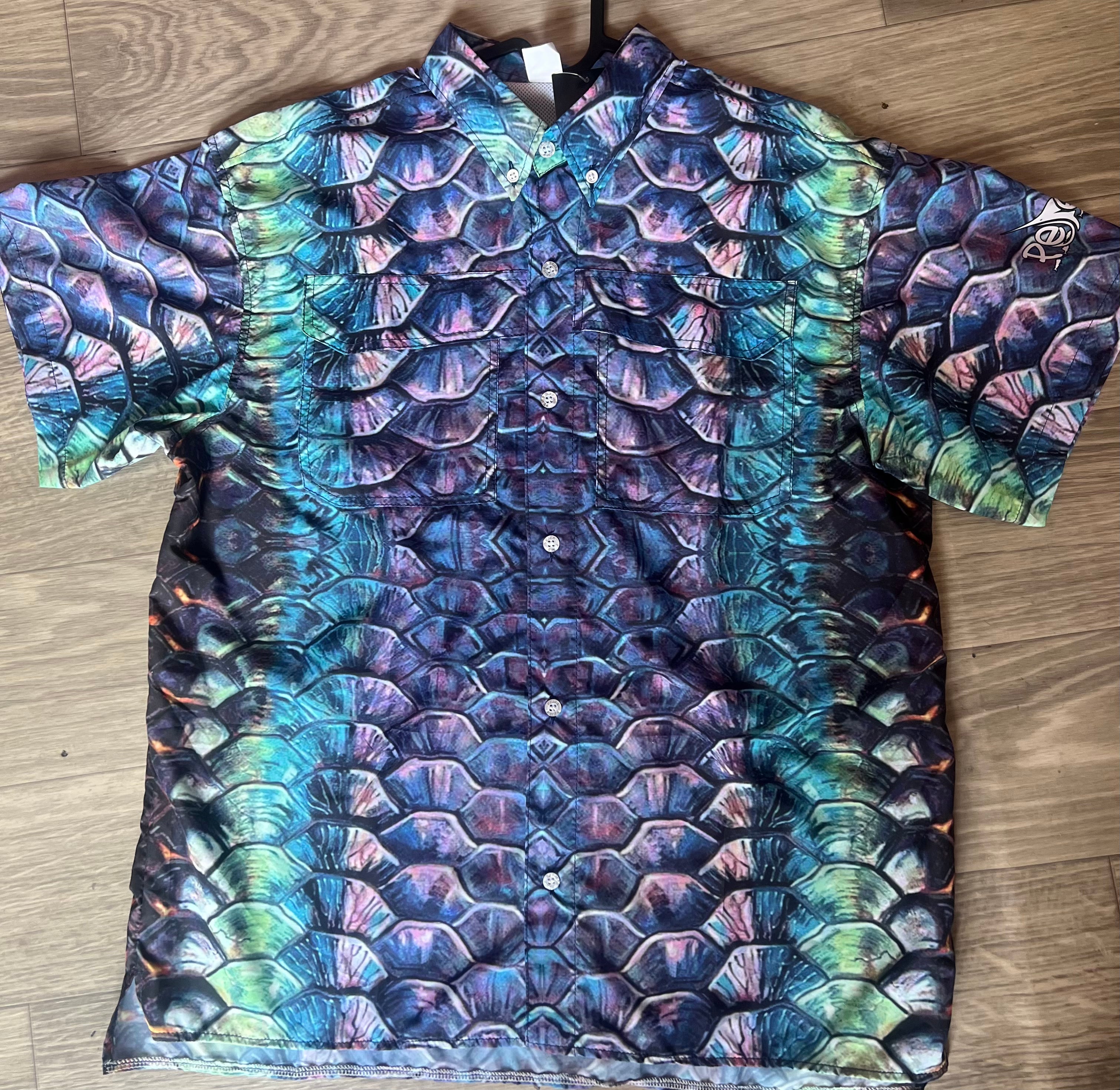 Fish Scales Fishing Button Shirt