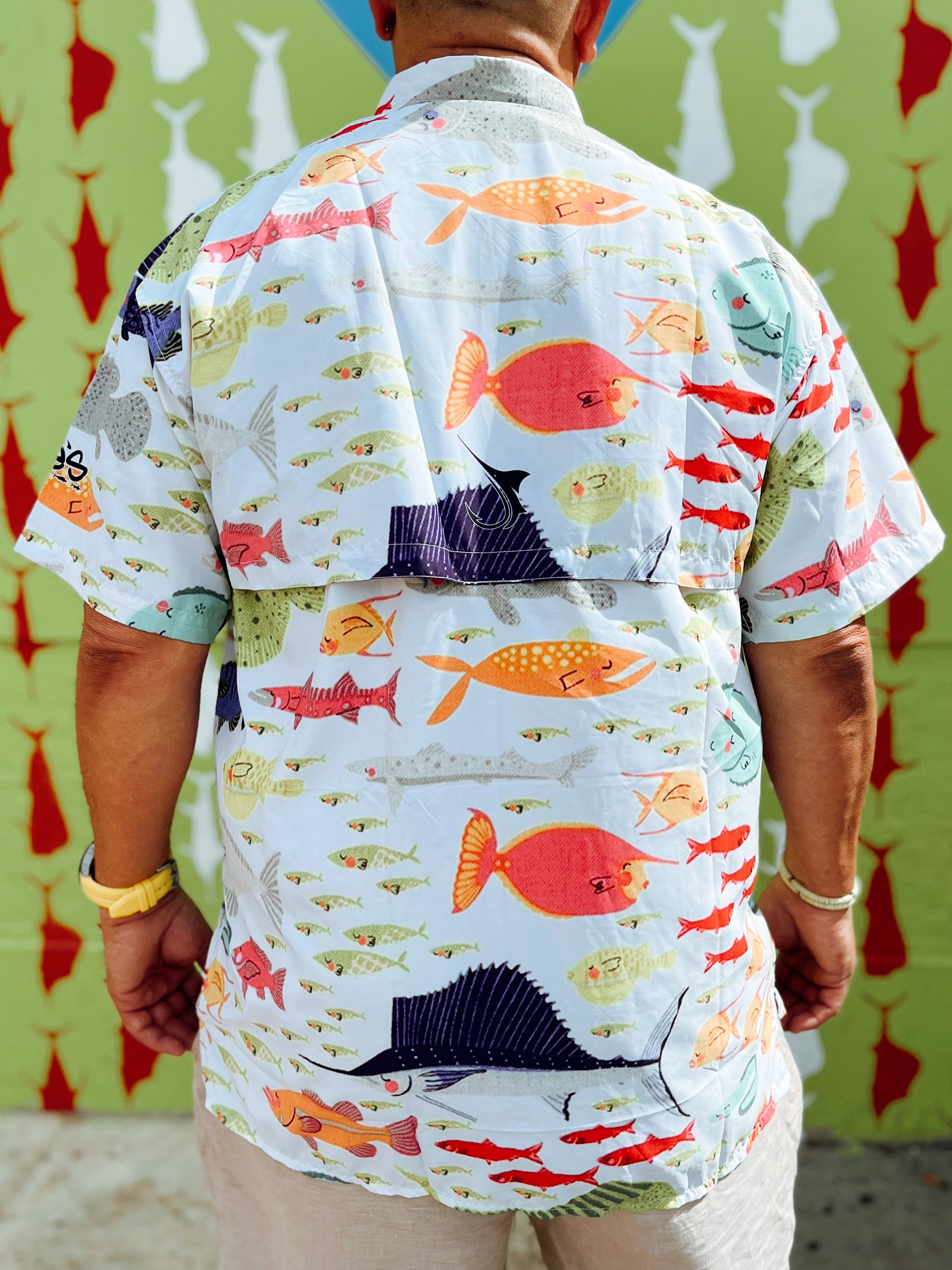 School of Fish Fishing Button Shirt