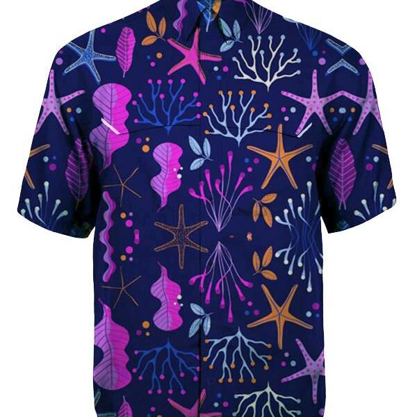 Coral Reef Fishing Button Shirt