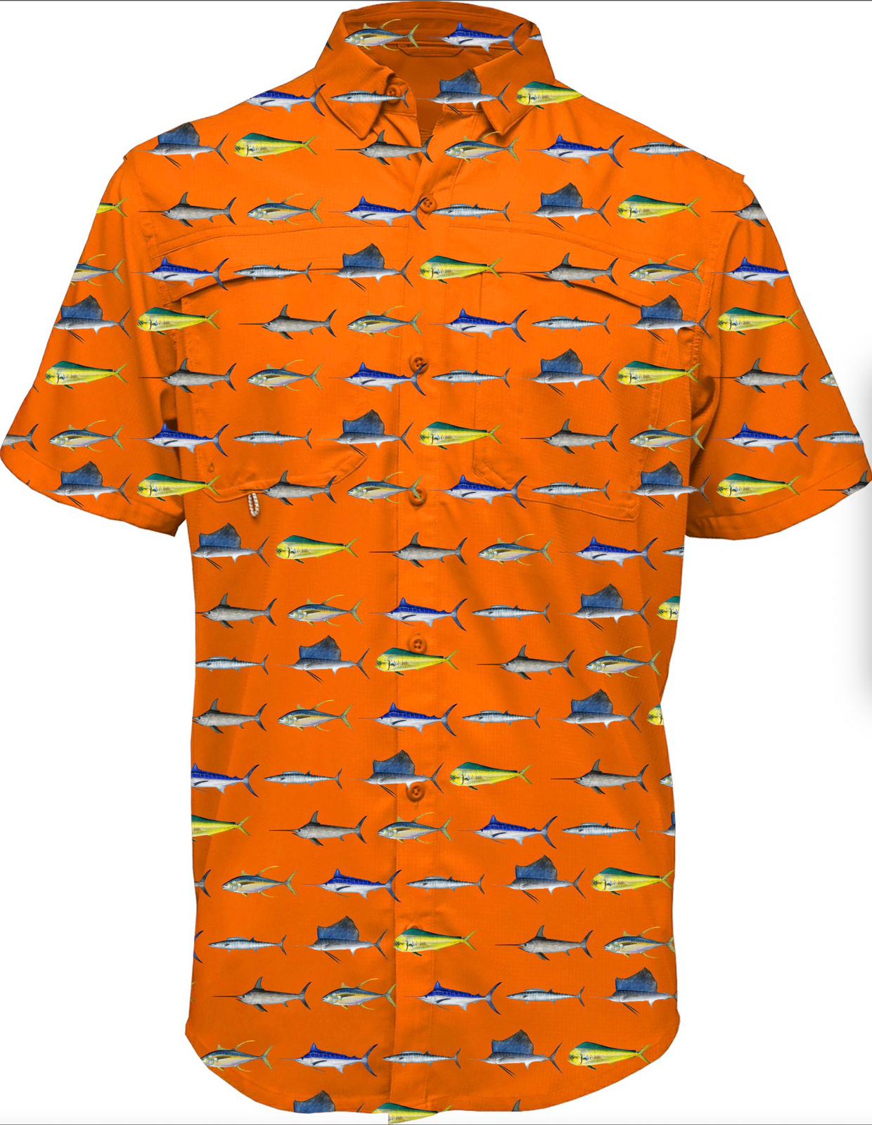 Orange Fishing Button Shirt 1003